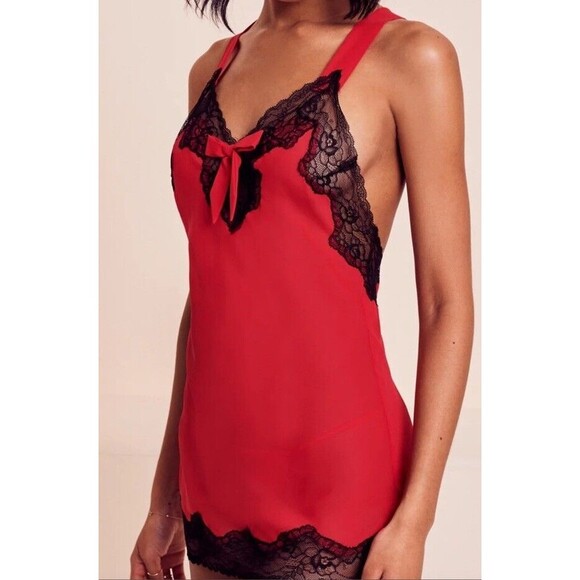 Adore Me Other - Adore Me Lilith Babydoll Red With Black Lace Sash Tie Closure XL